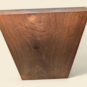 Old-growth Khaya Mahogany guitar body blank on linen backdrop