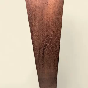 Old-growth Khaya Mahogany guitar neck blank on linen backdrop