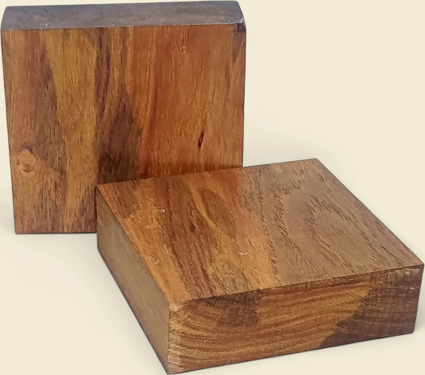 New Guinea Rosewood turning blank, second view, relit on linen background