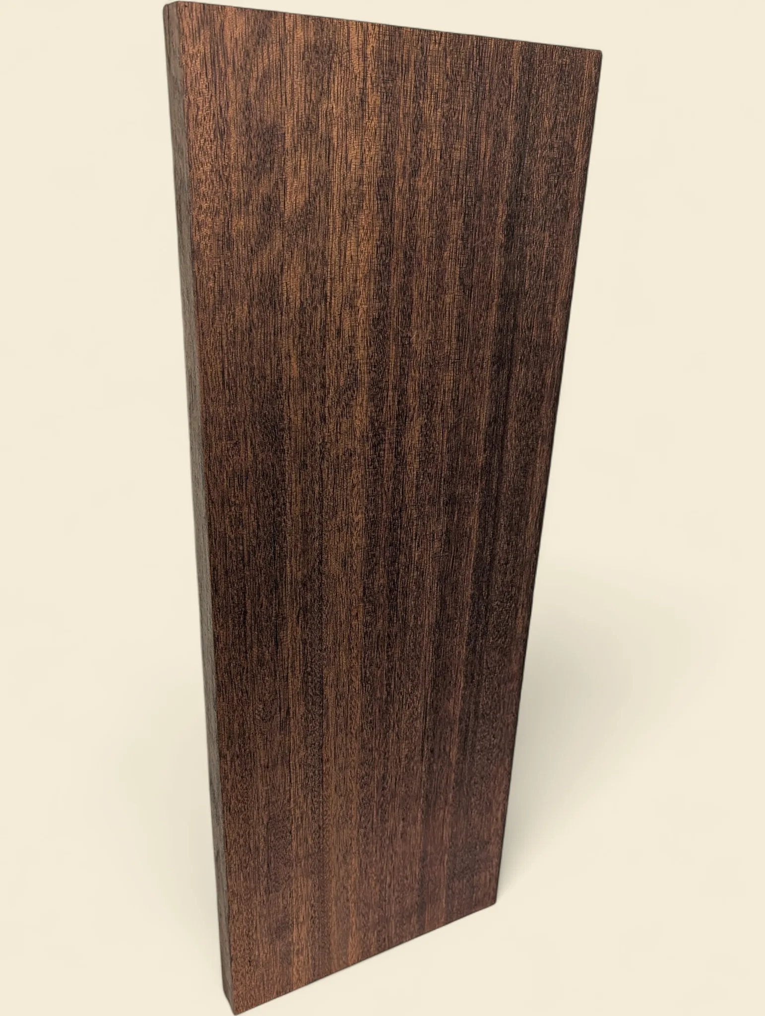 Amoora dressed timber board, angled view on linen background