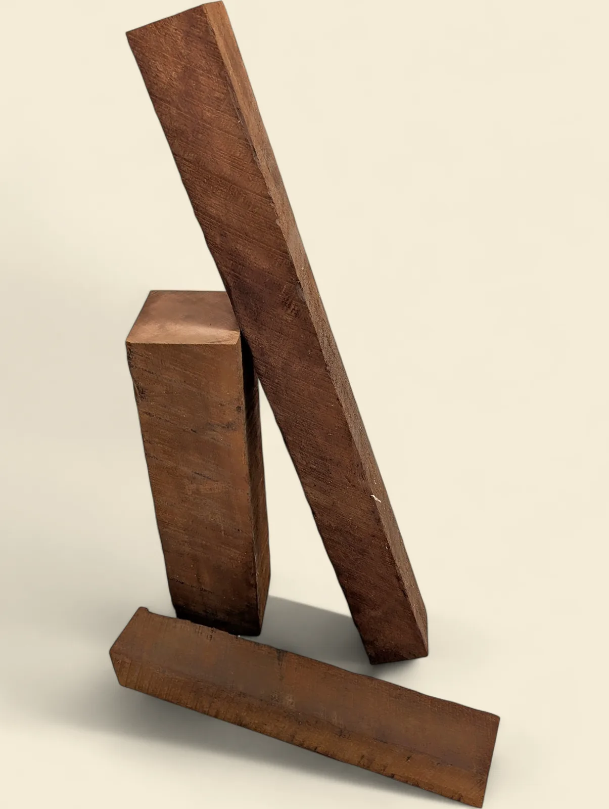 NSW Rosewood spindle turning blanks in three sizes on linen background
