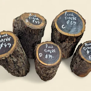 Pink Gidgee turning logs, natural rounds with bark, Trend Timbers Reserve Selection