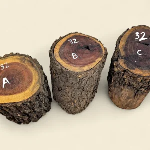 Red Lancewood turning log, natural round with bark, Trend Timbers Reserve Selection