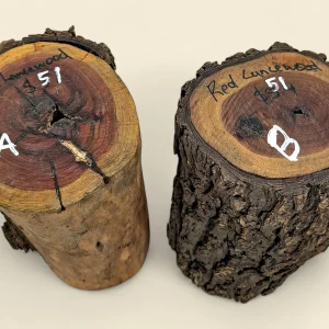 Red Lancewood turning log, natural round with bark, Trend Timbers Reserve Selection