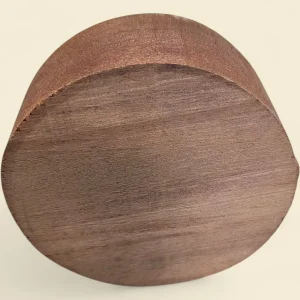 Rose Alder bowl blank, 120mm diameter on linen backdrop - Trend Timbers Trend Reserve
