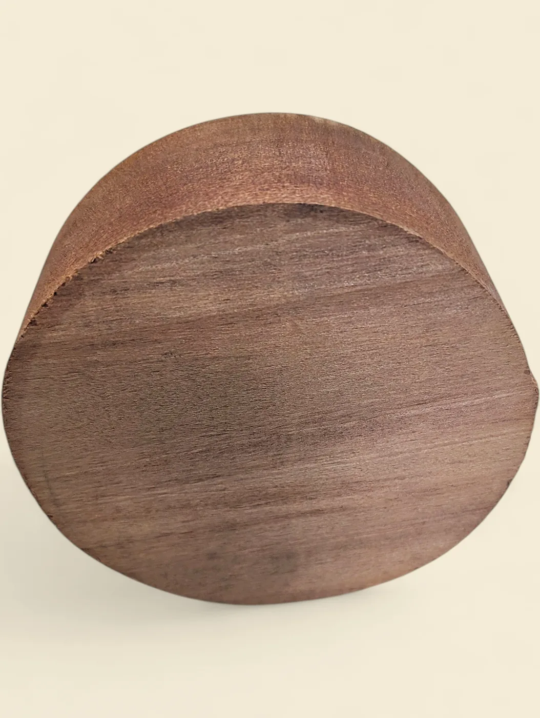 Rose Alder bowl blank, 120mm diameter on linen backdrop - Trend Timbers Trend Reserve