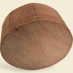 Rose Butternut bowl blank, 115mm diameter on linen backdrop - Trend Timbers Trend Reserve