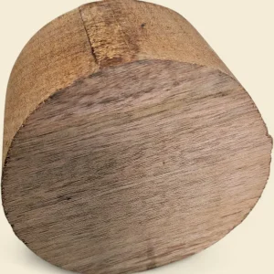 Rose Butternut bowl blank, 120mm diameter on linen backdrop - Trend Timbers Trend Reserve