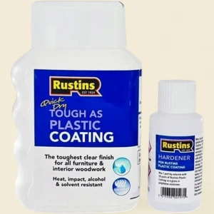 Rustins Tough as Plastic Coating 250ml starter kit with hardener bottle