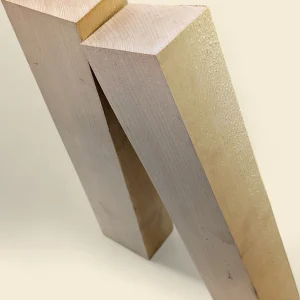 Sycamore turning blanks, 45 x 45 x 300mm square spindle stock on linen background