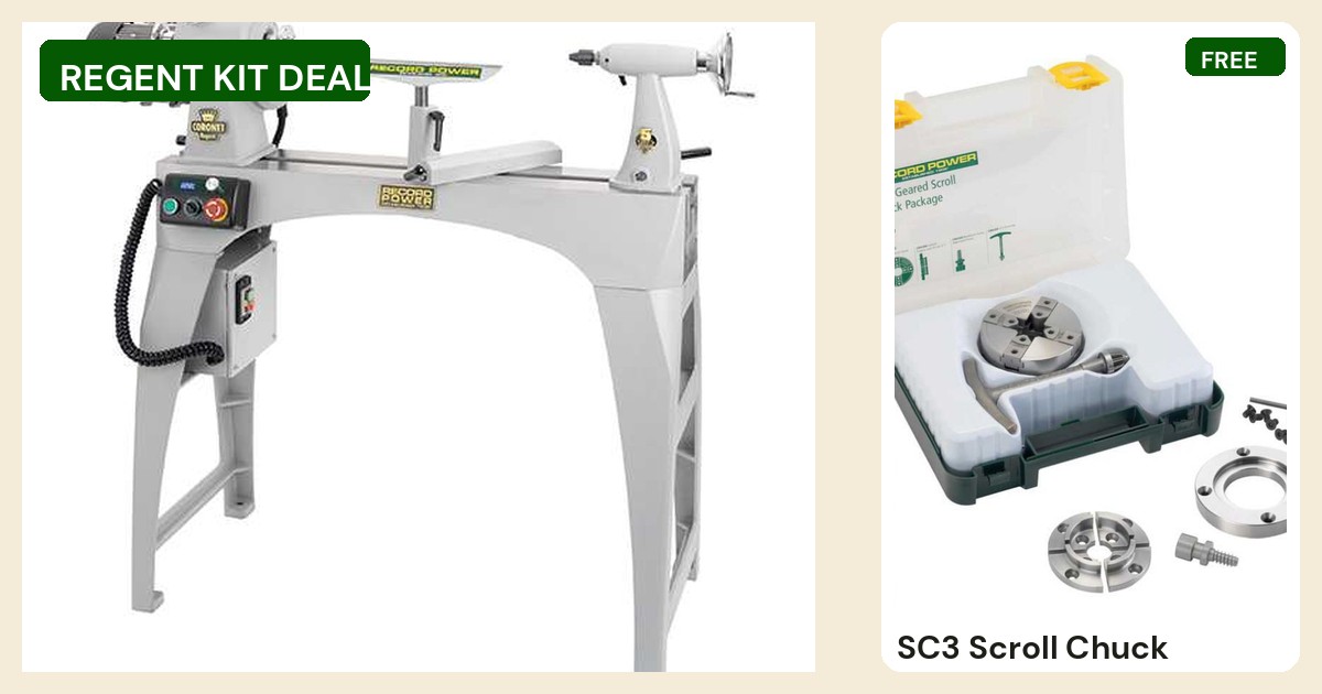 Record Power Coronet Regent Lathe + Free SC3 Scroll Chuck Kit