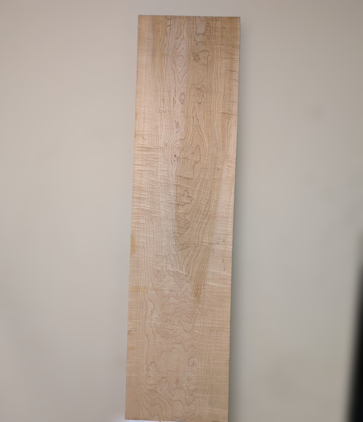Curly Rock Maple board 2, the whole board standing against a wall