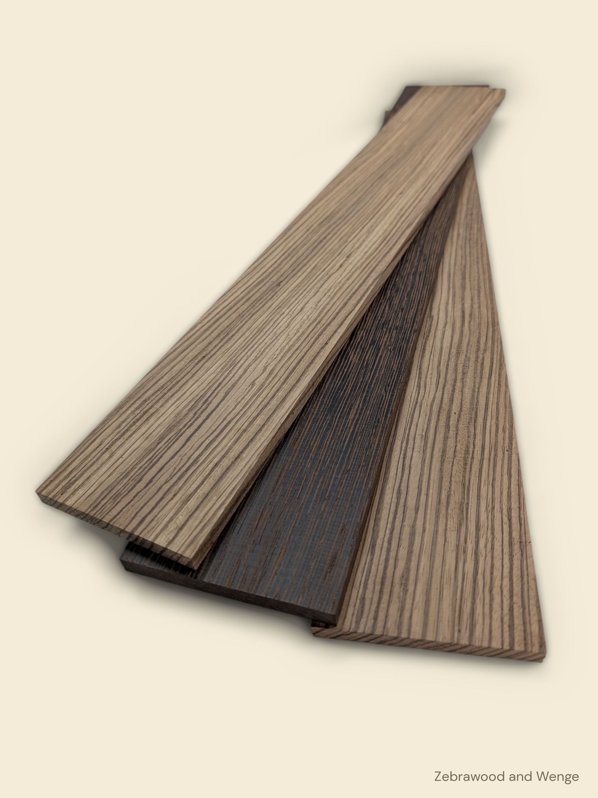 Boxmaking timber stack: Zebrawood and Wenge