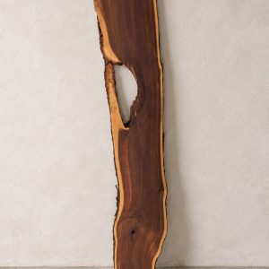 Gidgee live edge slab 00143, front, standing against a wall