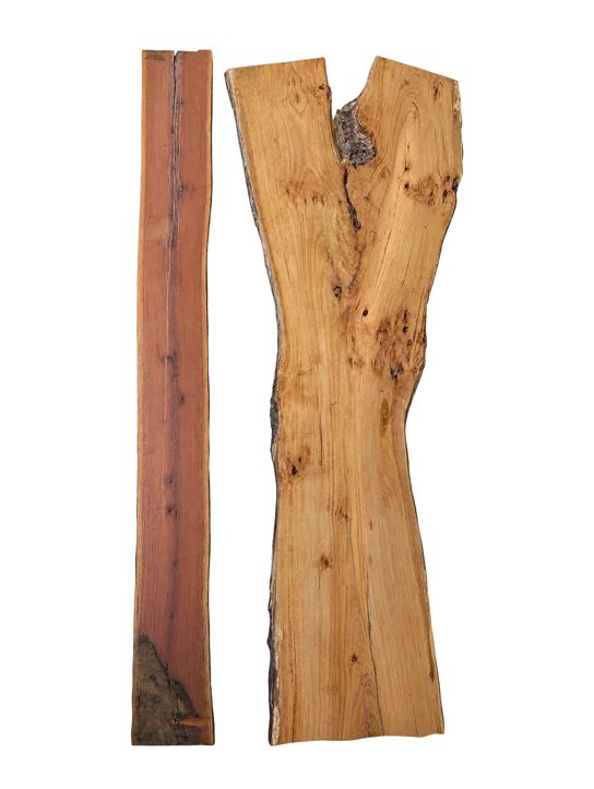 NT red stringybark and stringybark slabs, showing the full outline and timber grain