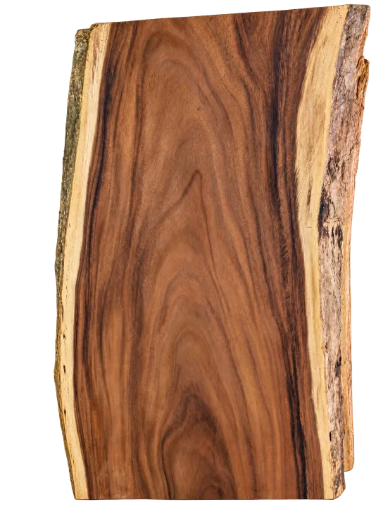 Tropical blackwood slab, showing the full outline and timber grain
